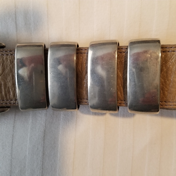 Vintage 80s Liquid Leather Womens Belt Taupe - Picture 4 of 5